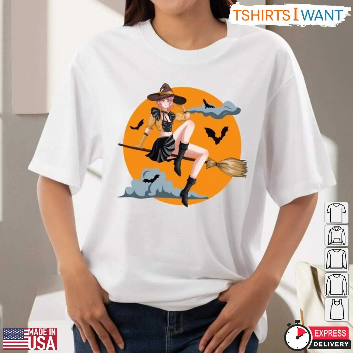 Halloween Witch T Shirt Anime Broomstick Design 2 1.jpg
