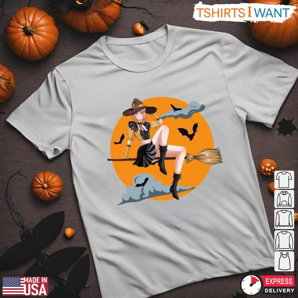 Halloween Witch T Shirt Anime Broomstick Design 3 1.jpg