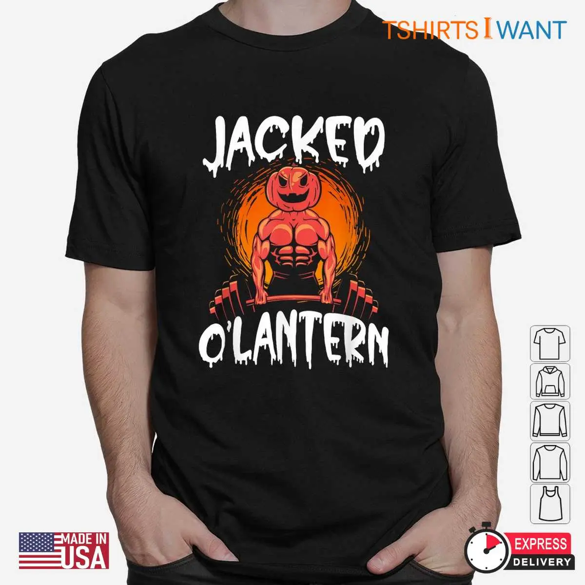 Halloween Workout Shirts: Jacked O'Lantern Weightlifting Muscle Halloween Costume 10 Halloween Workout Shirts Jacked OLantern Muscle 2