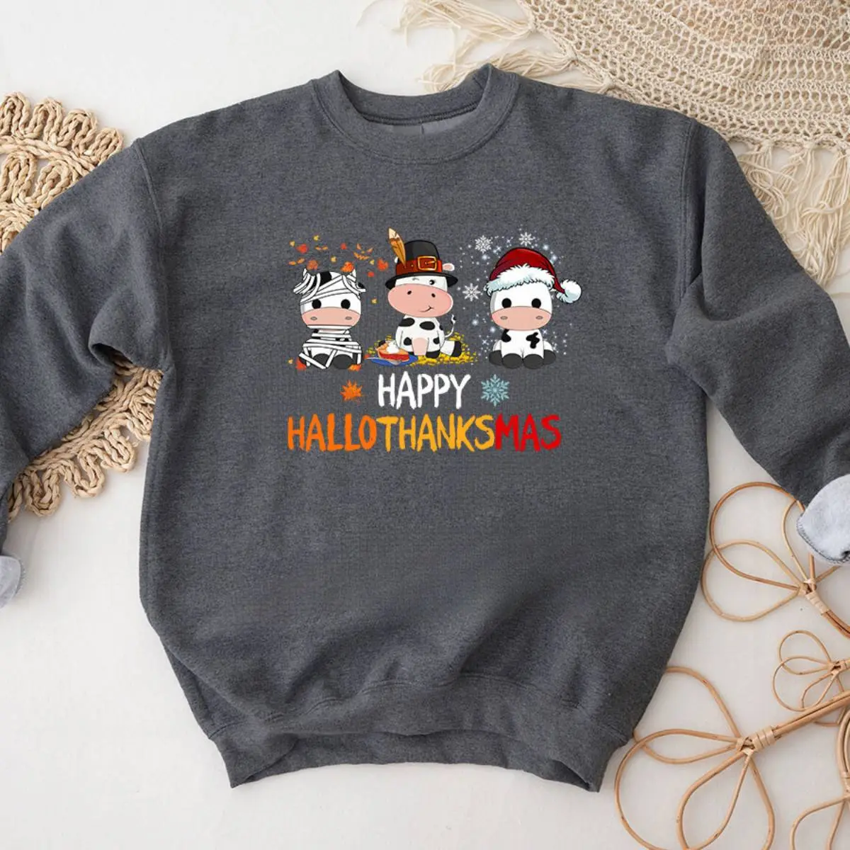 Happy HalloThanksMas Cow Lover Thanksgiving Sweatshirt 2 Happy HalloThanksMas Cow Lover Thanksgiving Sweatshirt 2 1.jpg