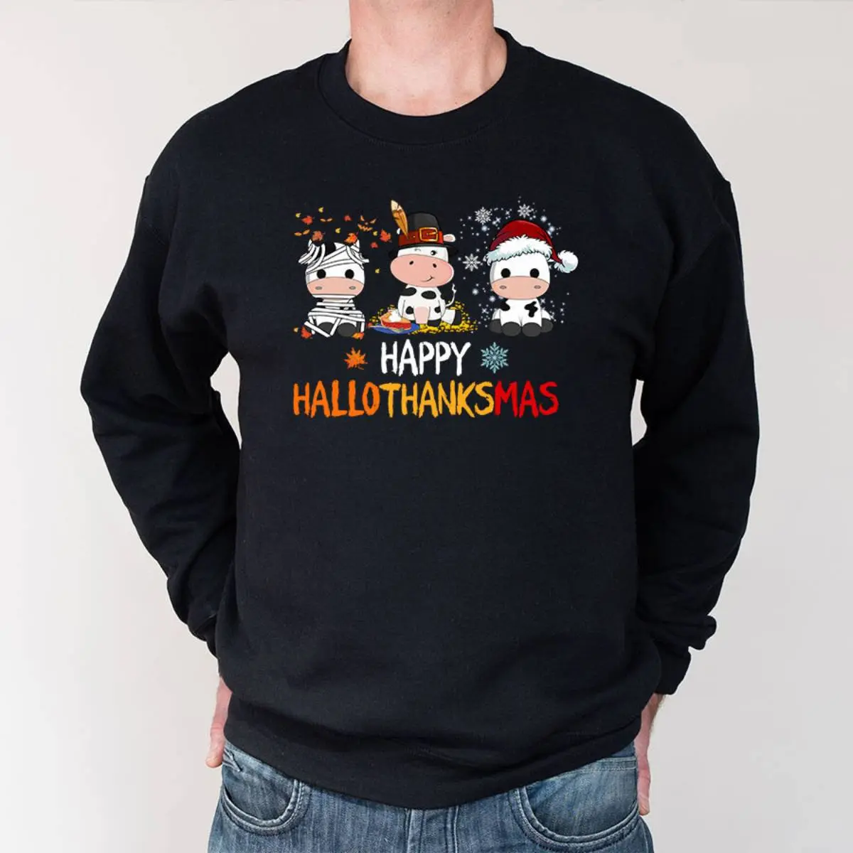 Happy HalloThanksMas Cow Lover Thanksgiving Sweatshirt 4 Happy HalloThanksMas Cow Lover Thanksgiving Sweatshirt 4 1.jpg