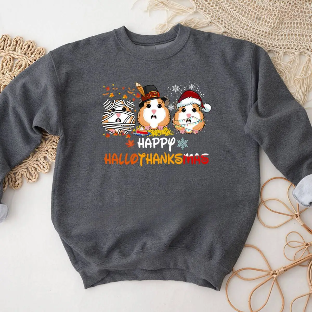 Happy Hallothanksmas Guinea Pig Thanksgiving Sweatshirt 10 Happy Hallothanksmas Guinea Pig Thanksgiving Sweatshirt 1