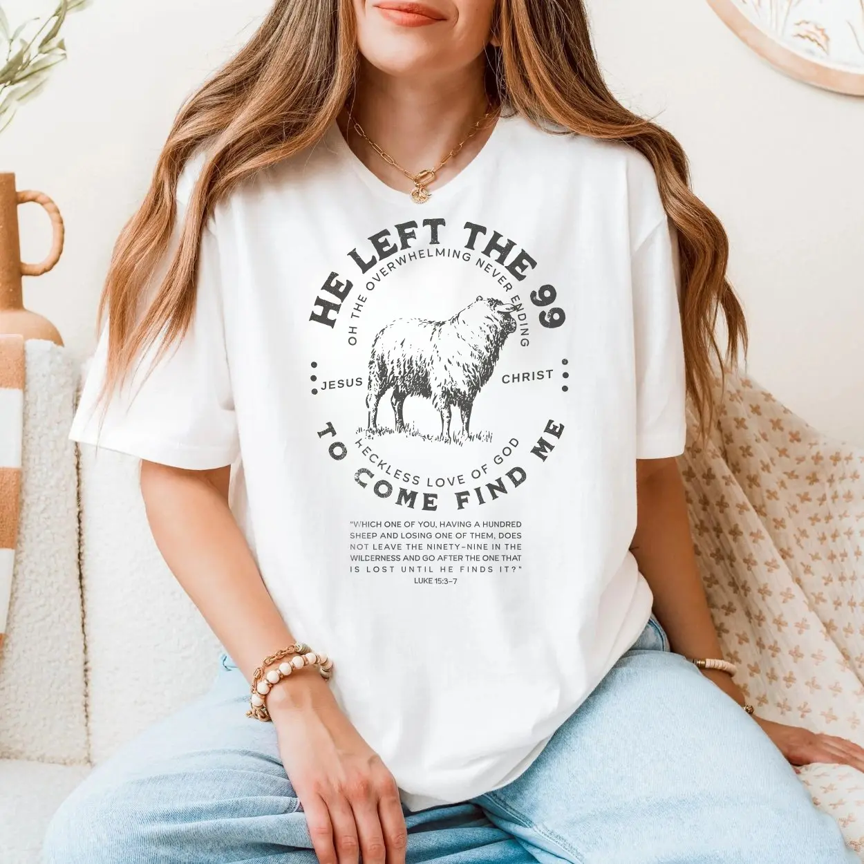 He Left the 99 to Come Find Me E28093 Christian Faith Lost Sheep Graphic T shirt 5.jpg