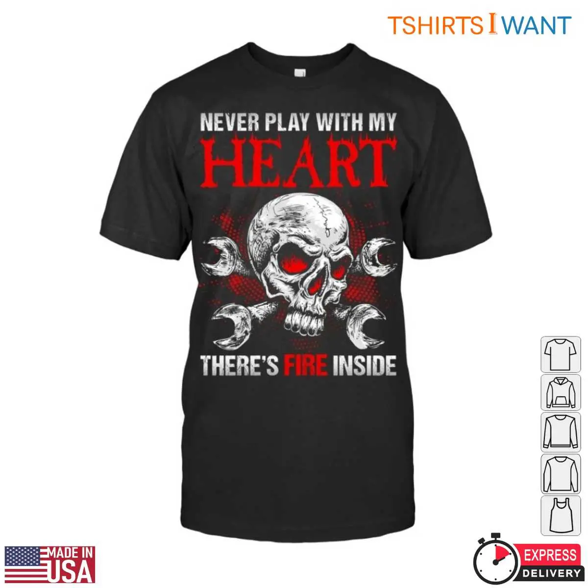 Heart Of Fire Skull Biomechanical Art T Shirt 1 1.jpg
