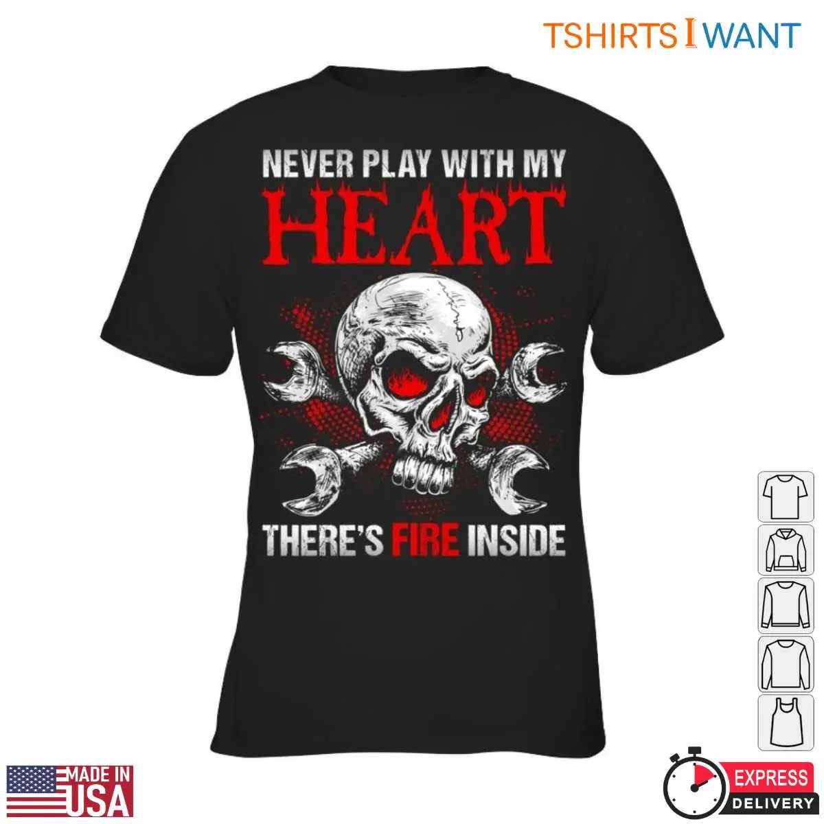 Heart Of Fire Skull Biomechanical Art T Shirt 2 1.jpg