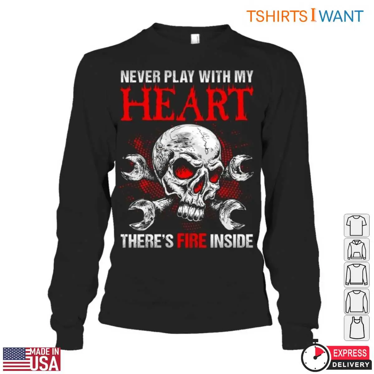 Heart Of Fire Skull Biomechanical Art T Shirt 4 1.jpg