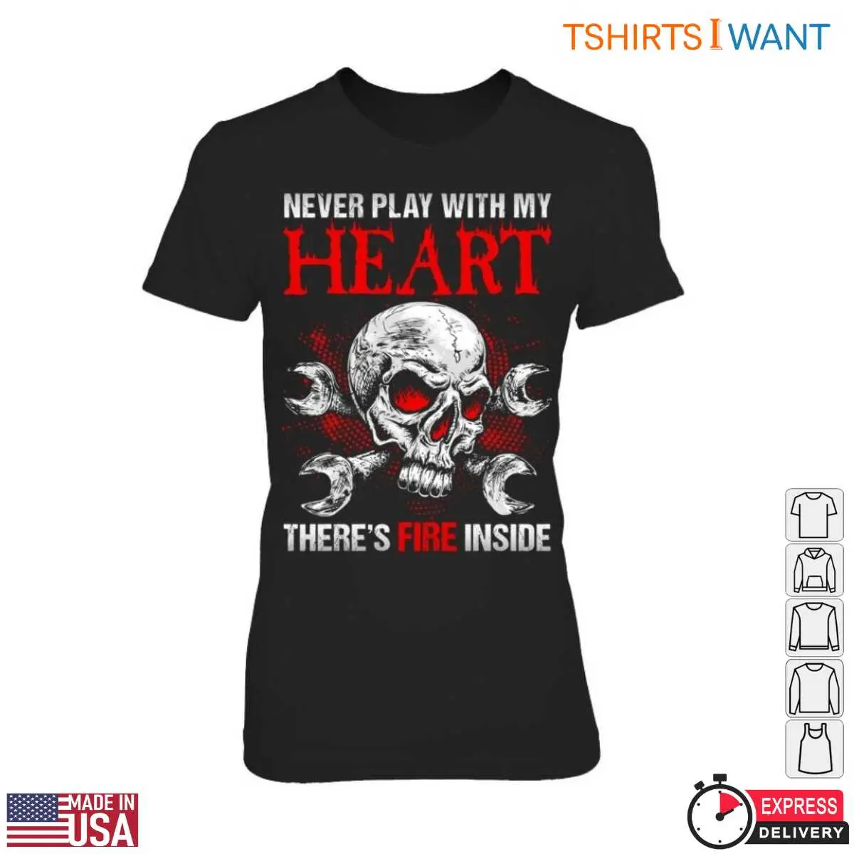 Heart Of Fire Skull Biomechanical Art T Shirt 5 1.jpg