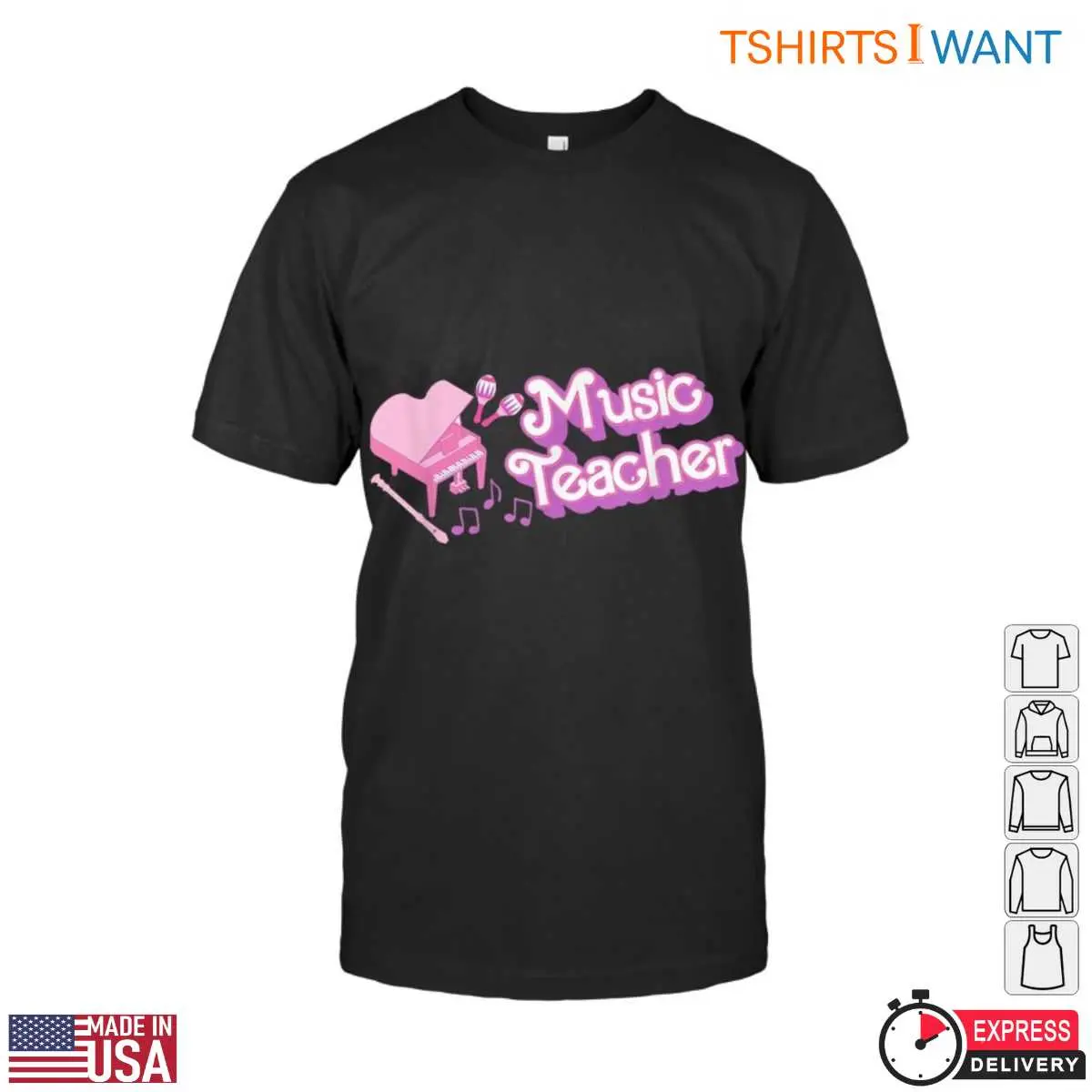 Heart Piano Pink Music Teacher T-Shirt 12 Heart Piano Pink Music Teacher T-Shirt Front View