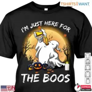 Here For The Boos Ghost Beer Halloween T-Shirt