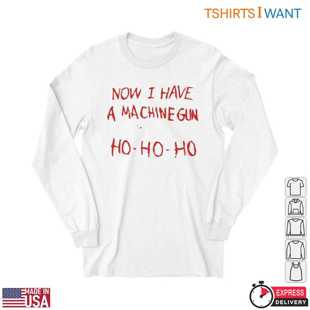 Ho Ho Ho Christmas T-Shirt - Now I Have a Machine Gun 11 Ho Ho Ho Christmas T-Shirt Detail