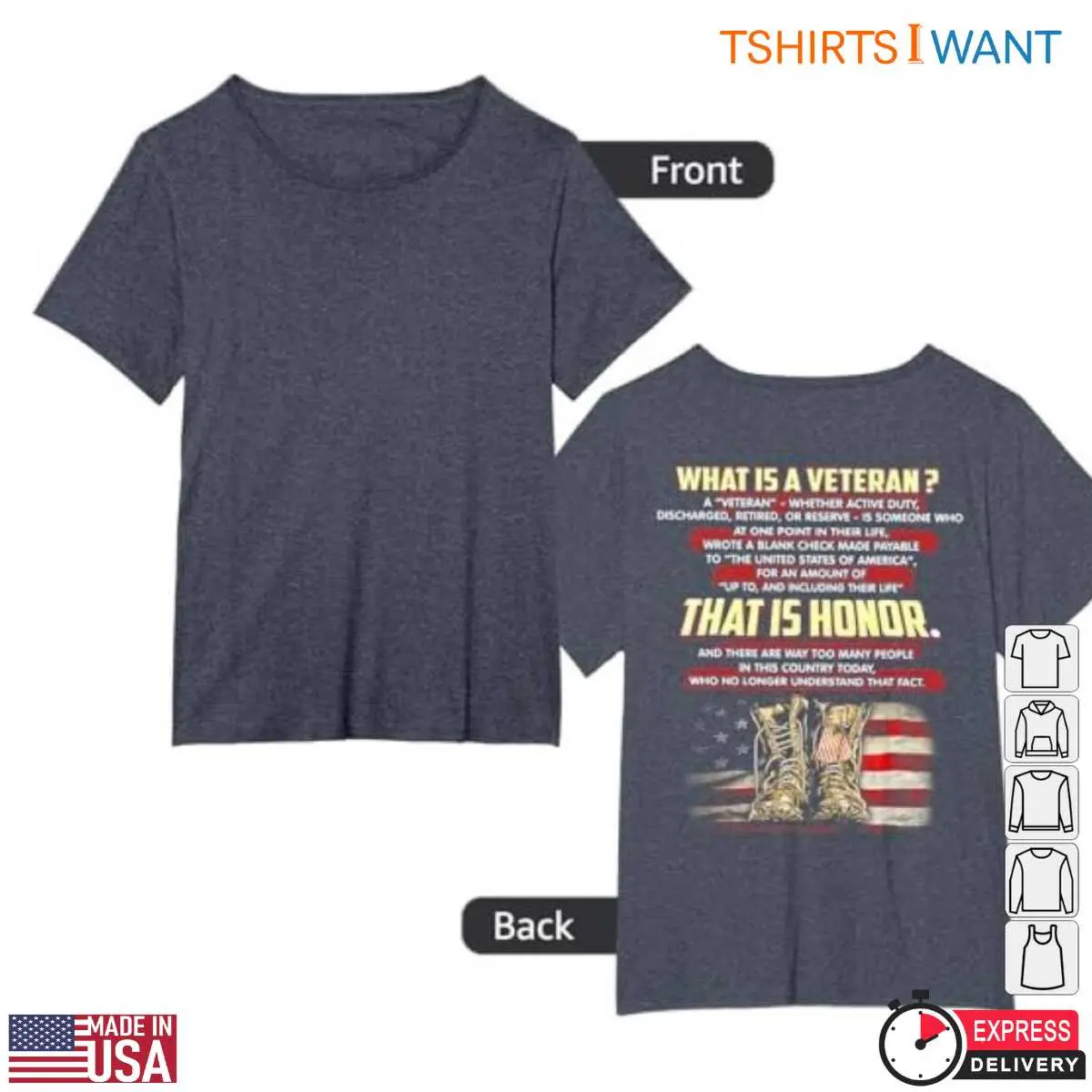 Honor Veterans T-Shirt - American Flag & Military Boots Graphic Tee 13 Honor Veterans T-Shirt Detail
