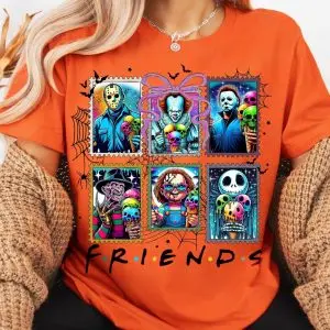 Horror Friends Ice Cream Shirt – Cute Halloween Slasher Characters Tee 6 Horror Friends Ice Cream Shirt – Cute Halloween Slasher Characters Tee 2
