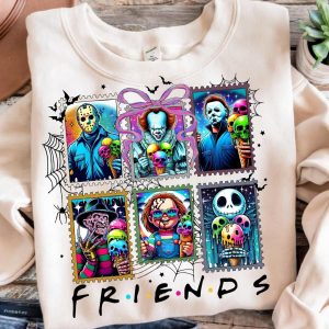 Horror Friends Ice Cream Shirt – Cute Halloween Slasher Characters Tee 3