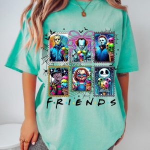 Horror Friends Ice Cream Shirt – Cute Halloween Slasher Characters Tee 4