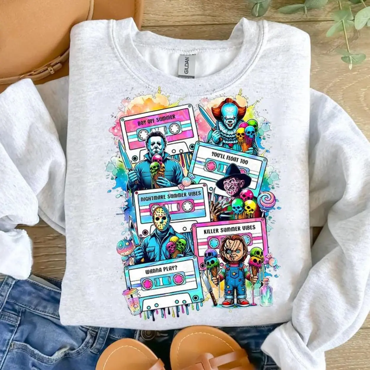 Horror Mixtape Summer Vibes Shirt – Cute Slasher Icons 80s Cassette Tee 1