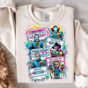 Horror Mixtape Summer Vibes Shirt – Cute Slasher Icons 80s Cassette Tee 2