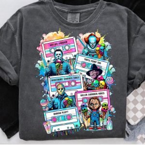 Horror Mixtape Summer Vibes Shirt – Cute Slasher Icons 80s Cassette Tee 4