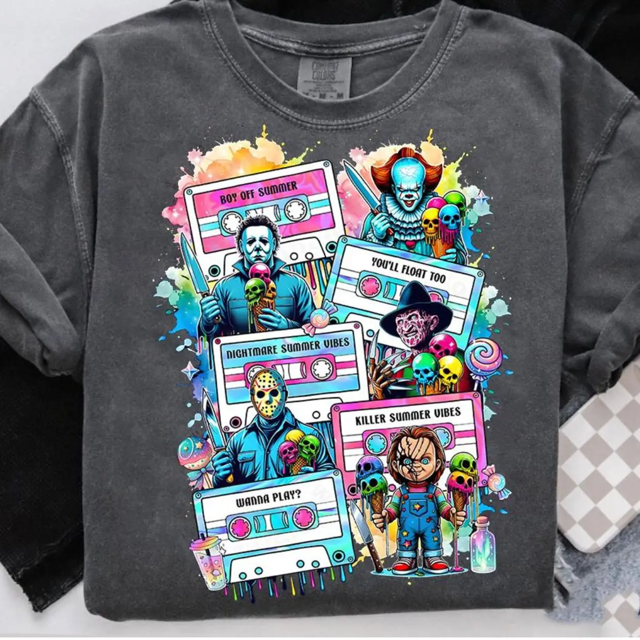 Horror Mixtape Summer Vibes Shirt – Cute Slasher Icons 80s Cassette Tee 4