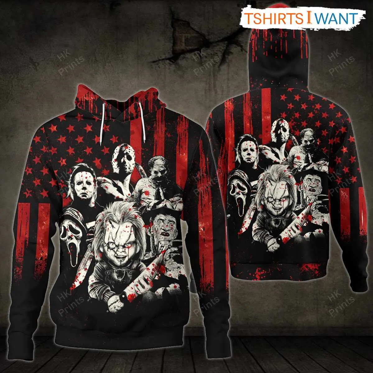 Horror Movie Villains Hoodie American Flag Design 2 1.jpg