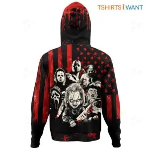 Horror Movie Villains Hoodie, Iconic American Flag Design, All Over Print Apparel 5 Horror Movie Villains Hoodie American Flag Design 3 1.jpg