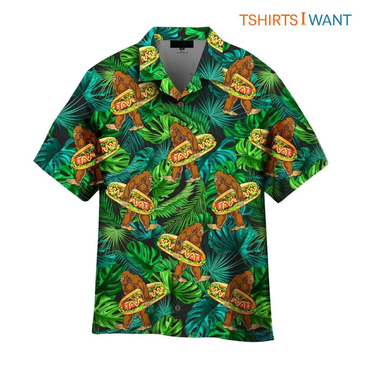 Hot Dog Hawaiian Shirt - Fun Bigfoot Design 2 Hot Dog Hawaiian Shirt