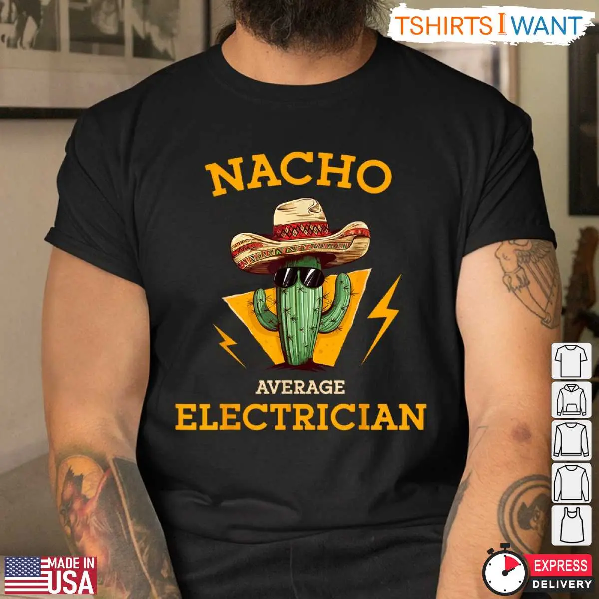 Humorous Nacho Electrician Cactus Joke T Shirt 4 1.jpg