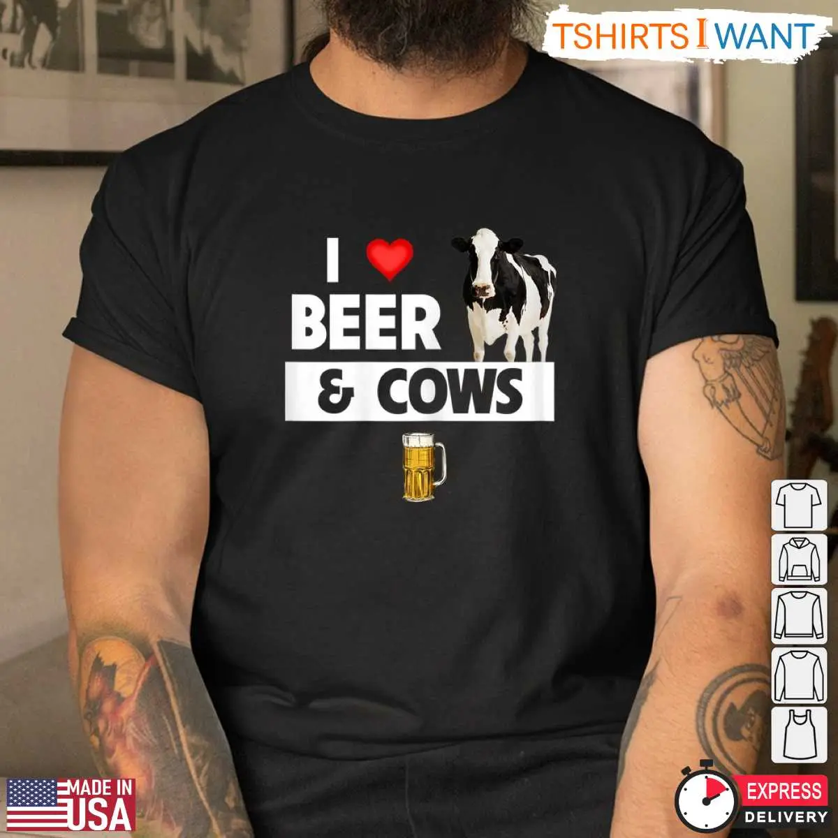 I Love Beer And Cows Funny Farmer T-Shirt 9 I Love Beer And Cows Funny Farmer T-Shirt Detail