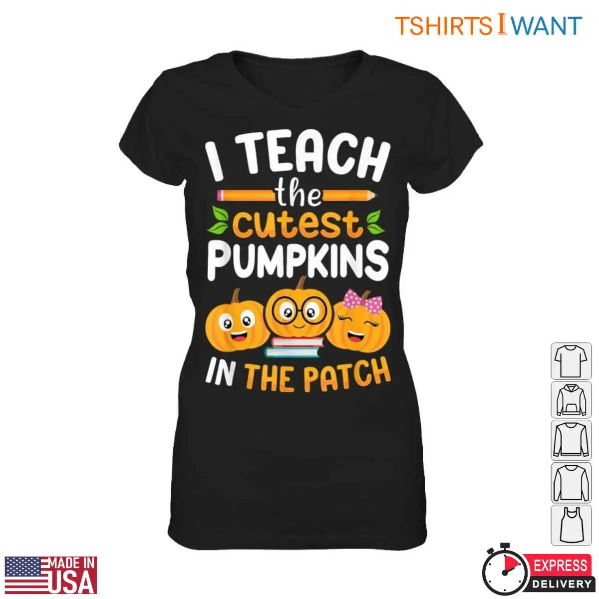 I Teach the Cutest Pumpkins in the Patch T-Shirt – Teacher Halloween Shirt 13 Cutest Pumpkins Teacher T-Shirt Detail