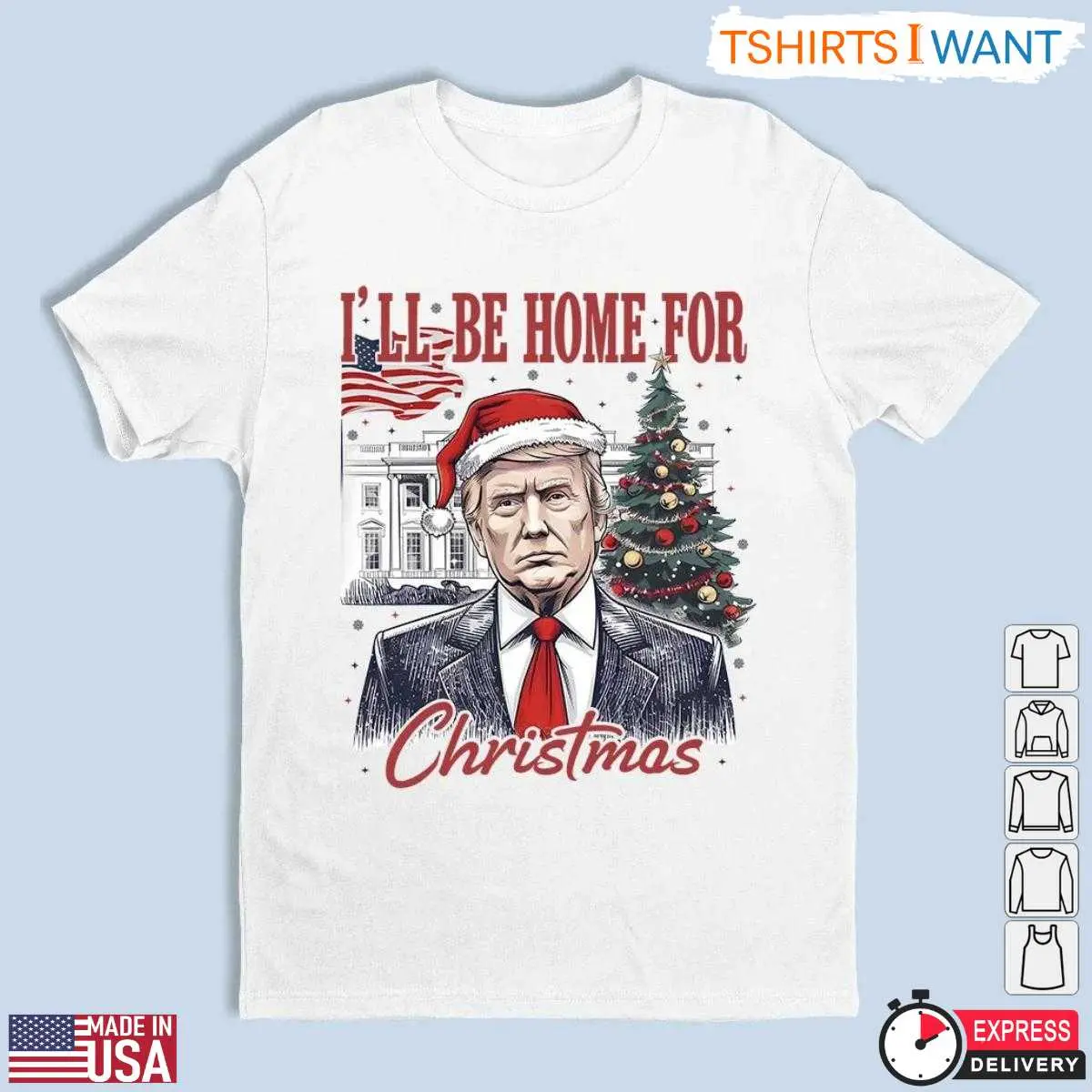 Ill Be Home for Christmas Trump T Shirt Lounge Chair Humor 1 1.jpg