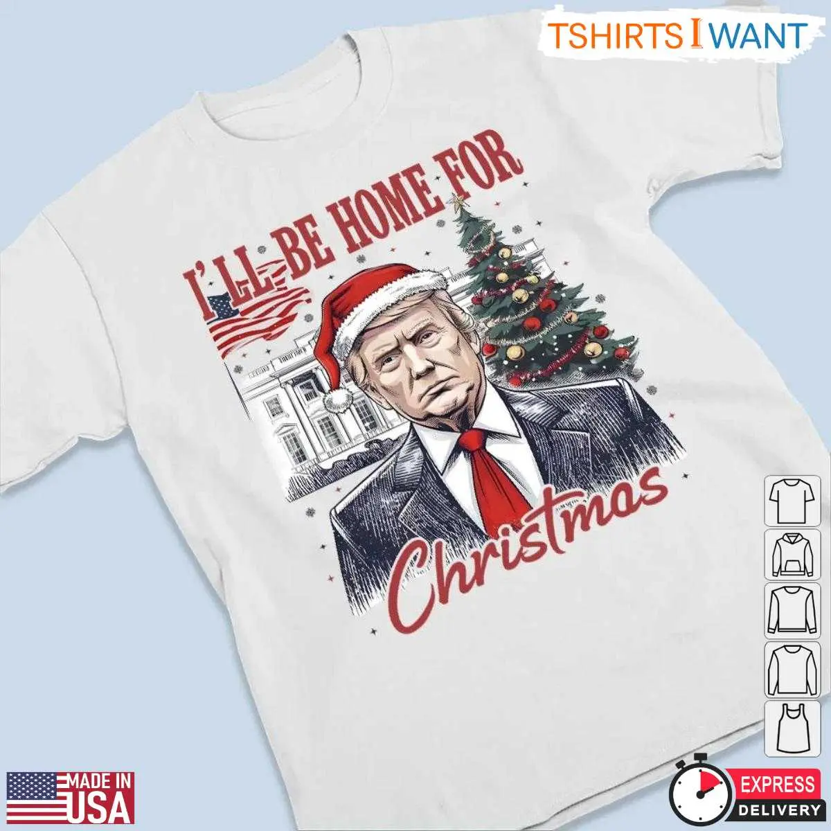 I'll Be Home for Christmas Trump T-Shirt – Funny Holiday Parody Tee 9 I'll Be Home for Christmas Trump T-Shirt Detail