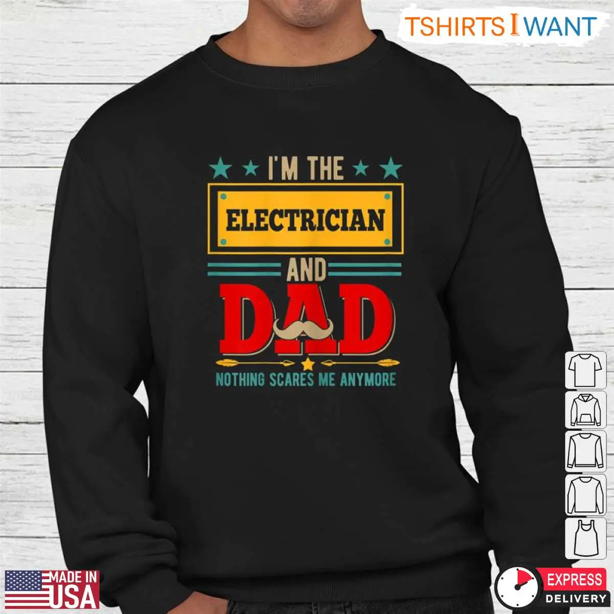 I’m The Electrician And Dad Nothing Scares Me T-Shirt 9 Nothing Scares Me Electrician Dad T-Shirt Detail