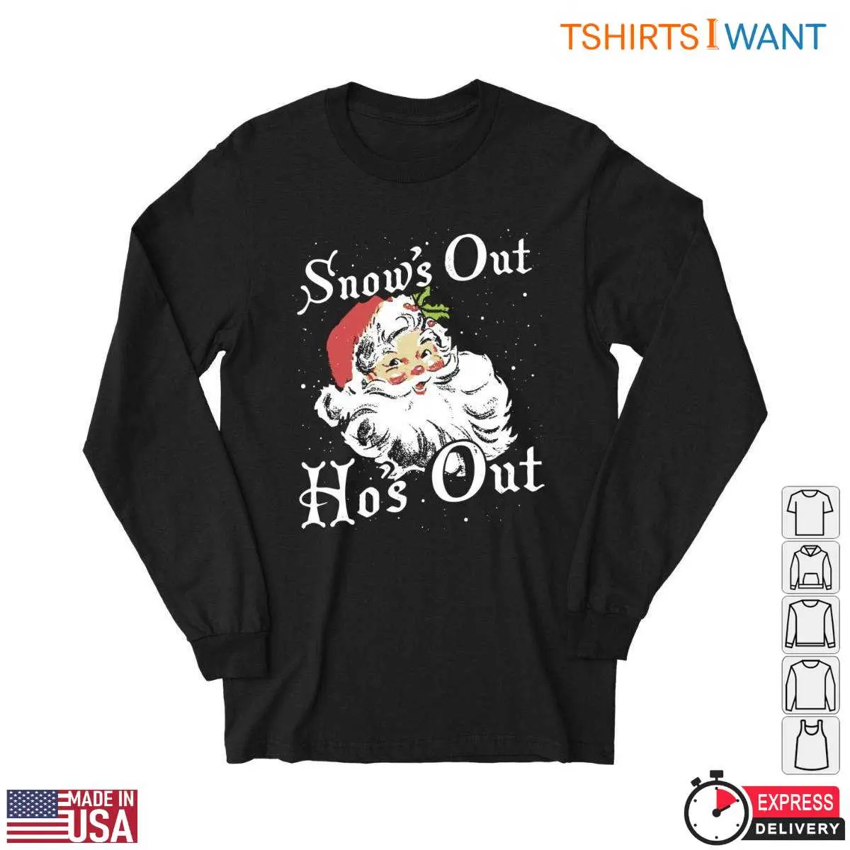 Images Of Santa Claus T-Shirt - Snow's Out Ho's Out Festive 11 Images of Santa Claus T-Shirt Detail