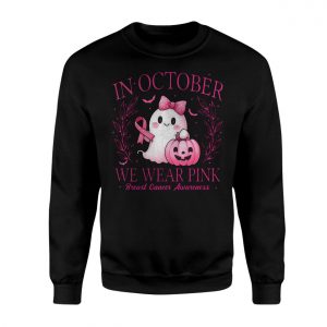 In October We Wear Pink Ghost T Shirt E28093 Breast Cancer Awareness Tee 3.jpg