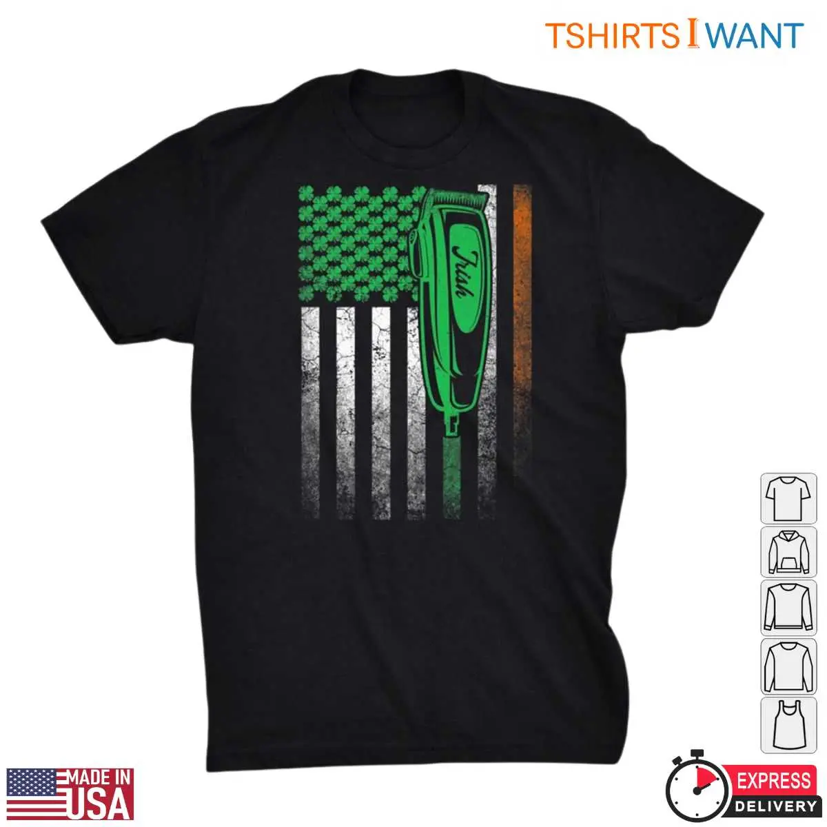 Irish Pride Barber Hair Stylist St. Patrick's Day Shirt 8 Irish Pride Barber T-Shirt Front View