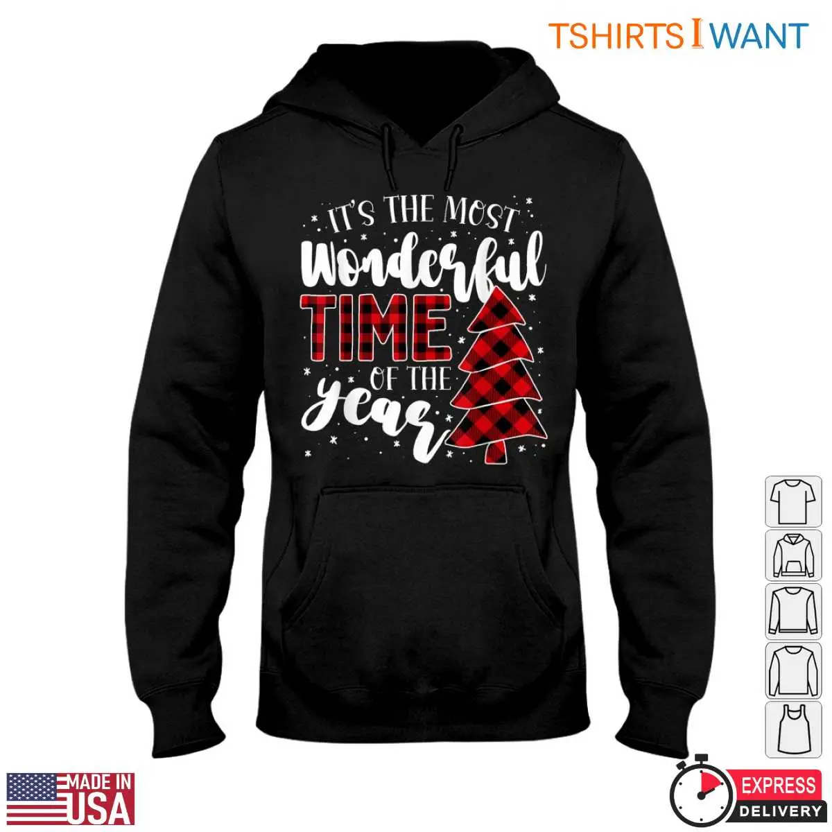 Its The Most Wonderful Time Christmas T Shirt Red Black Lumberjack Plaid Tree Design 2 1 1.jpg