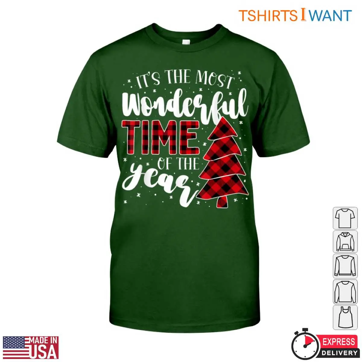 Its The Most Wonderful Time Christmas T Shirt Red Black Lumberjack Plaid Tree Design 5 1 1.jpg
