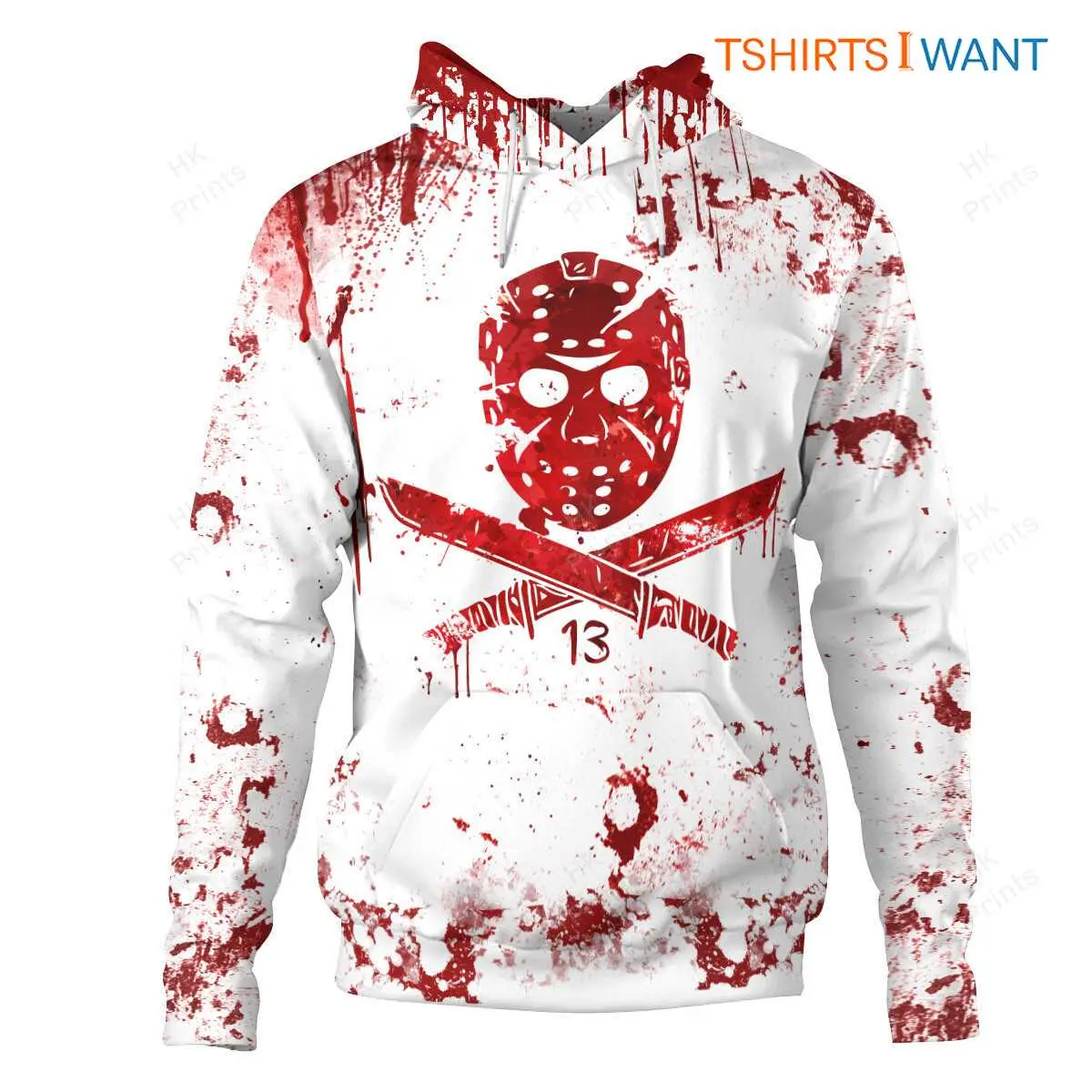 Jason Voorhees Custom Blood Hoodie - Horror Movie Fan Bloody Spooky Season 3D Printed Apparel 6 Jason Voorhees Custom Blood Hoodie Front