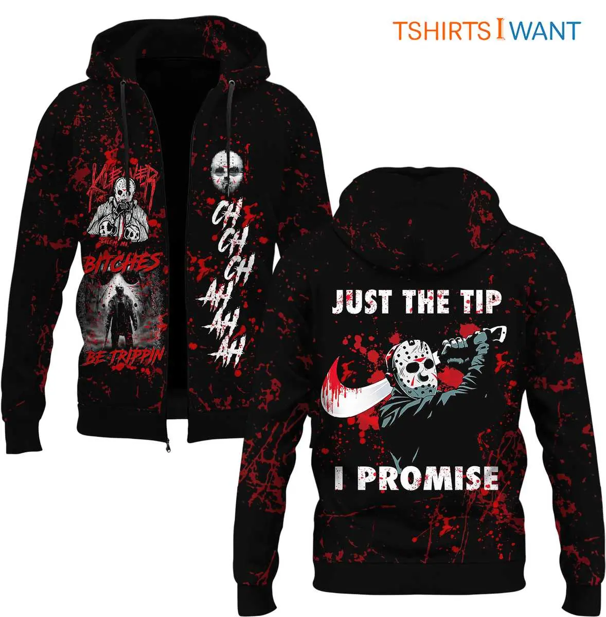 Jason Voorhees Hoodie with Mask - Kill Her Bitches, Be Trippin, Spooky Season Halloween Apparel 3 Jason Voorhees Hoodie with Mask Kill Her Bitches 3 1 1.jpg