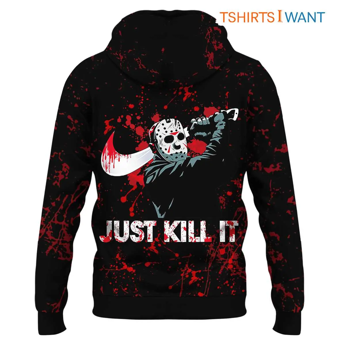 Jason Voorhees Zip-Up Hoodie - Just Kill It, Friday the 13th Fan, Spooky Season Halloween Apparel 8 Jason Voorhees Zip-Up Hoodie Front View