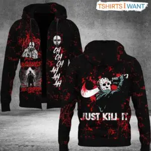 Jason Voorhees Zip-Up Hoodie - Just Kill It, Friday the 13th Fan, Spooky Season Halloween Apparel 5 Jason Voorhees Zip Up Hoodie Just Kill It Halloween 2 1 1.jpg