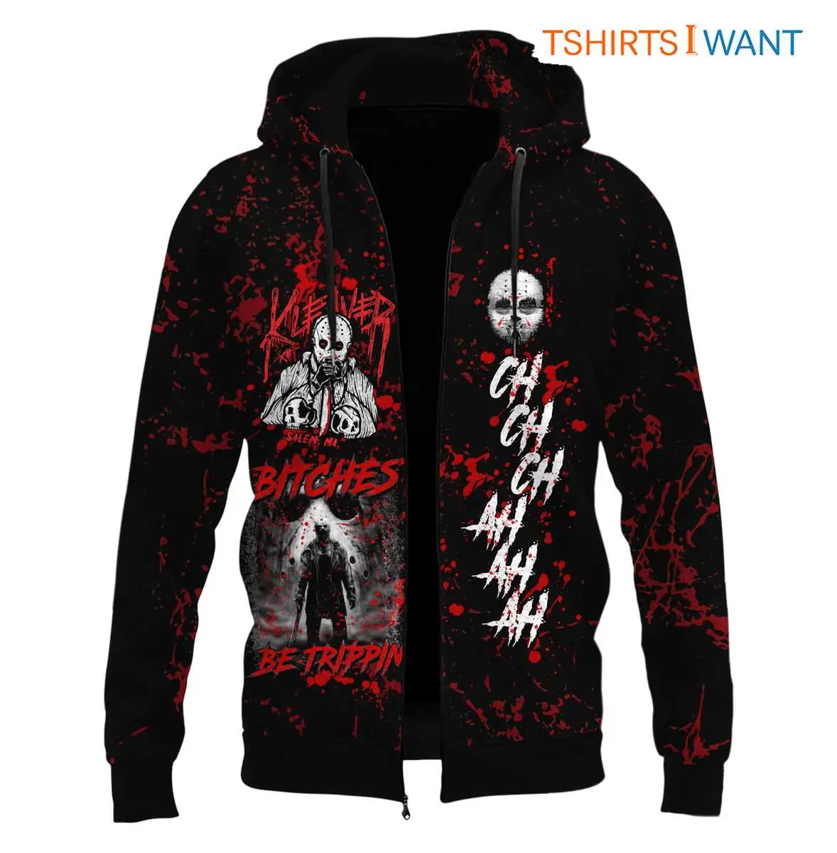 Jason Voorhees Zip-Up Hoodie - Just Kill It, Friday the 13th Fan, Spooky Season Halloween Apparel 9 Jason Voorhees Zip-Up Hoodie Detail View
