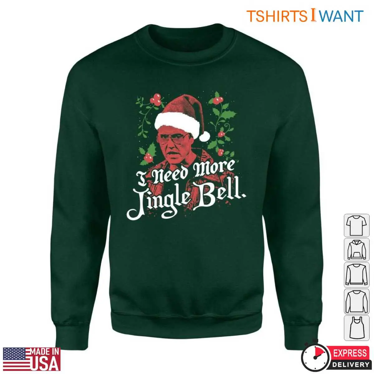 Jingle Bell Santa Claus T-Shirt - I Need More Holiday Cheer 11 Jingle Bell Santa Claus T-Shirt Design Detail