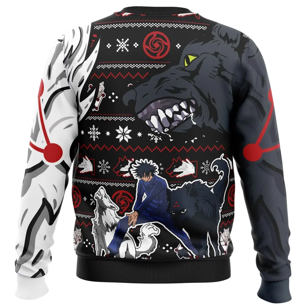 Jujutsu Kaisen Christmas Sweater: Megumi's Divine Dogs 4 Jujutsu Kaisen Christmas Sweater Megumis Divine Dogs 1