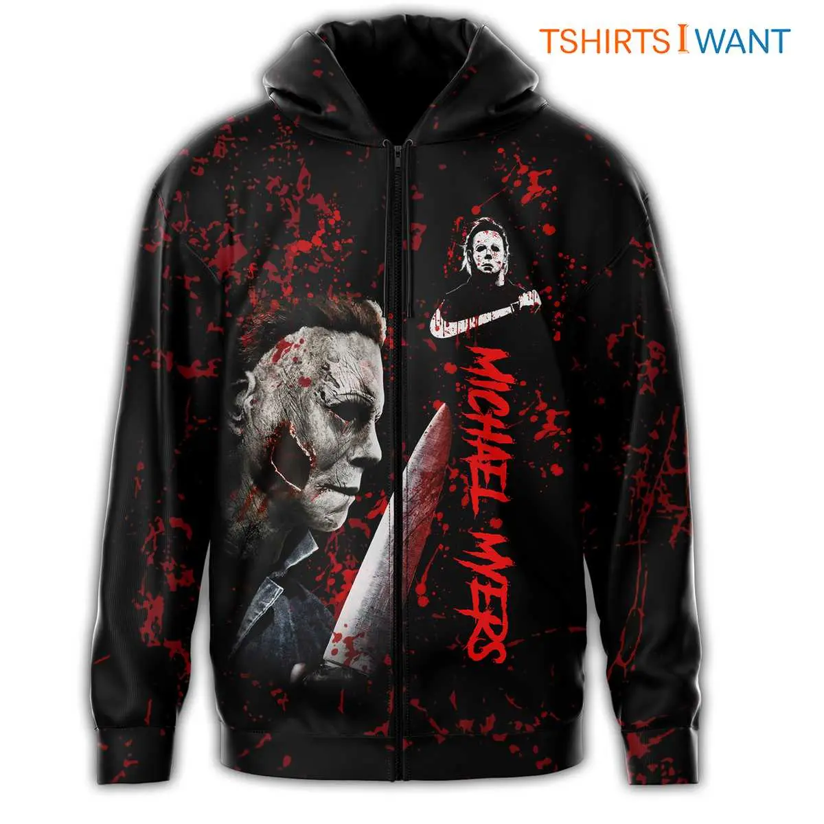 Just The Tip I Promise, Michael Myers Hoodie, Horror Movie Merch, Funny Halloween Costume 9 Just The Tip I Promise, Michael Myers Hoodie Detail