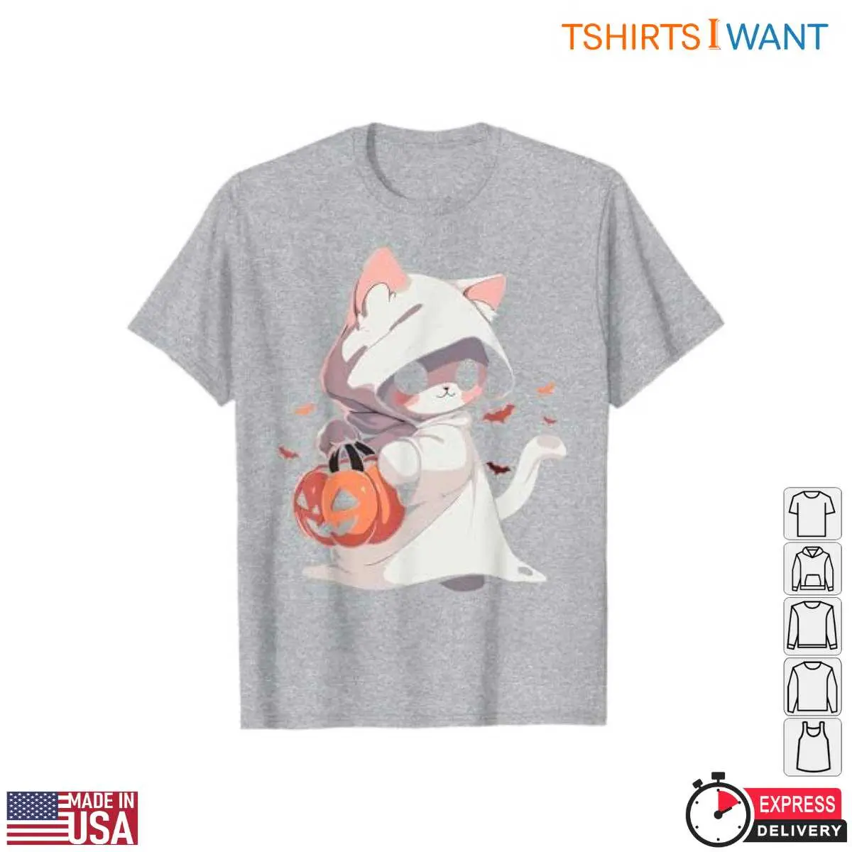 Kawaii Cat Costume Ghost Neko Pumpkin T Shirt 3 1.jpg
