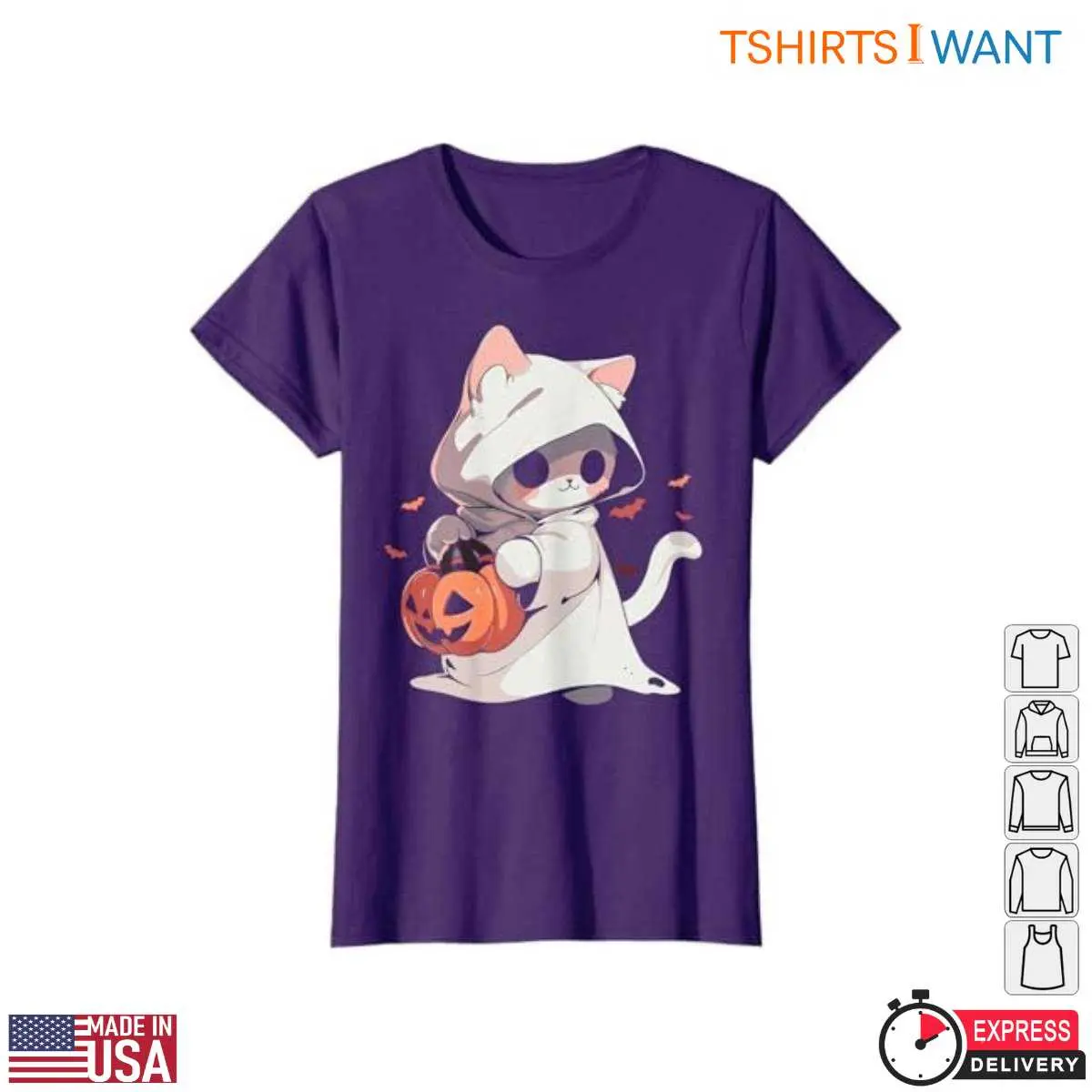 Kawaii Cat Costume Ghost Neko Pumpkin T Shirt 5 1.jpg