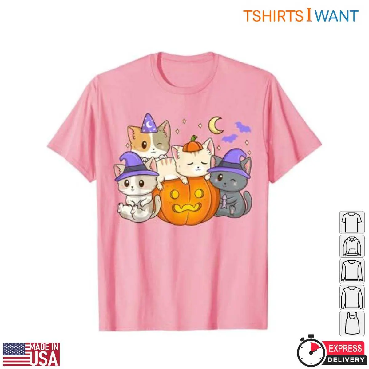 Kawaii Neko Cat Halloween Witch Pumpkin T Shirt 4 1.jpg