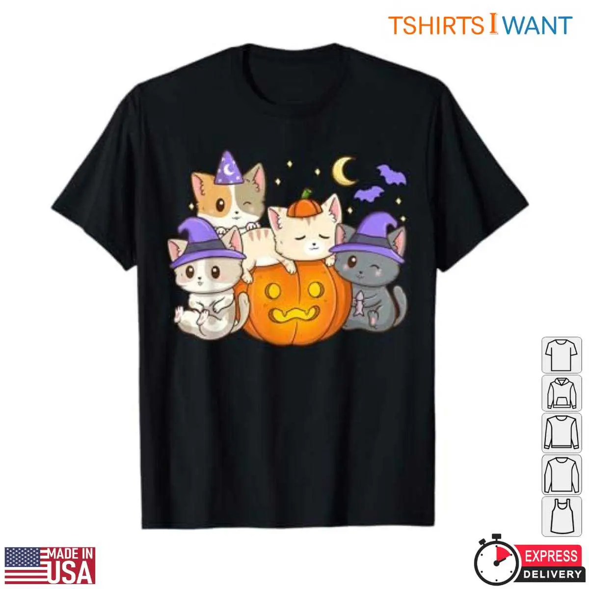 Kawaii Neko Cat Halloween Witch Pumpkin T Shirt 6 1.jpg