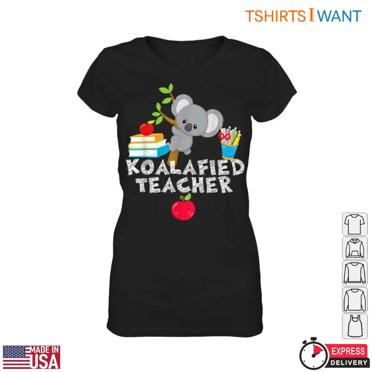 Koalafied Teacher with Cute Koala and Apple T Shirt 2 1.jpg