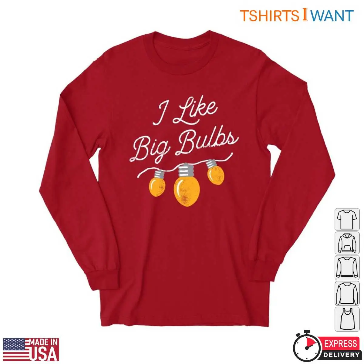 LED Christmas Lights T-Shirt – 'I Like Big Bulbs' Festive Tee 11 LED Christmas Lights T-Shirt Style View